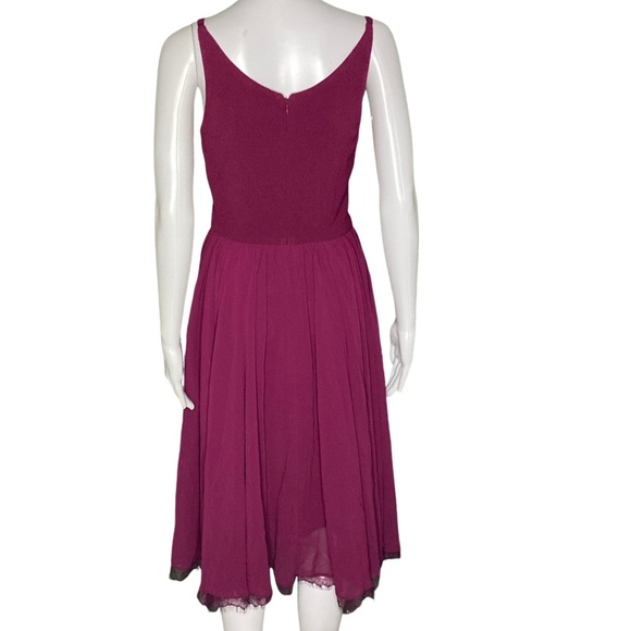 NWT Dress the Population Alicia Mixed Media Dark Magenta Midi Dress - Sz S - Picture 5 of 9